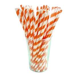 BAVBAV 200pcs 500pcs Paper Straws Colorful Paper Straws Cute Natural Color Blue Purple Green Yellow Gray Black Paper Commercial Home Use (500 Pieces, Orange)