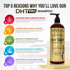 Shiny Leaf DHT Pro Shampoo Advanced Formula with Procapil and Capixyl, DHT Blockers and Natural Extracts, Anti-Thinning Shampoo for Men and Women, Revitalizes Scalp, Stimulates Follicles for Thicker Fuller Hair