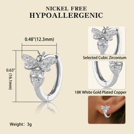 Richapex Small Gold Hoop Earrings for Women 18k Gold Plated Dainty Bee Huggie Hoops Earrings Trendy Silver Earrings Hypoallergenic Stud with Cubic Zirconia