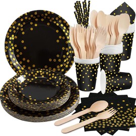 DN Dennov Party Tableware, 120-Piece Paper Plates, Round, 100% Safe And Non-toxic Edible Material, Paper Plates For a Variety of Parties and Birthday Decoration