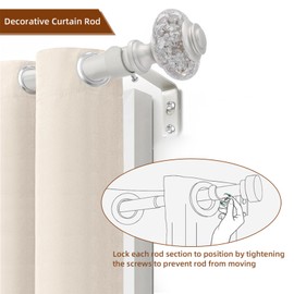 JZKaspar Curtain Rods for Windows 28 to 52 Inches, Decorative Adjustable Curtain Rod- Heavy Duty Drapery Rod with Luxury Crystal Finials & Brackets,Silver