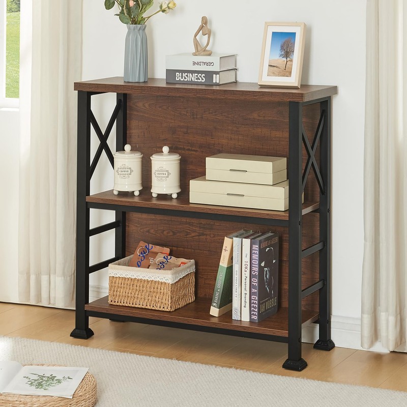 HOMBAZAAR 4-Tier Small Bookshelf, 35.4 Inch Short Book Shelf with