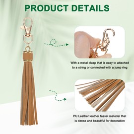 M METERXITY 2-Pack PU Leather Tassel 5.9 Inch Small Keychain Rust Faux Leather Tassels Charm Light Brown with Rings for DIY Crafts/Keychain/Earrings/Bracelets/Necklace