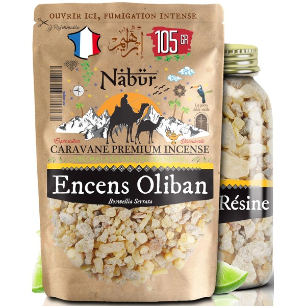 Nabür | Indian Oliban Grain Incense 100g | Louban Boswellia Serrata - Grade AAA+ | 100% Pure Natural | Fumigation, Meditation, Purification