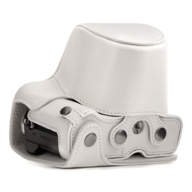 MegaGear Olympus OM-D E-M10 Mark III (14-42mm) Ever Ready Leder Kamera-Case mit Trageriemen und Batteriezugang Weiß MG1349