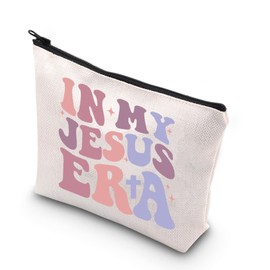 WCGXKO Jesus Lover Gift Religious Gift Jesus is King Gift in My Jesus Era Zipper Pouch Makeup Bag (Jesus Era CA)