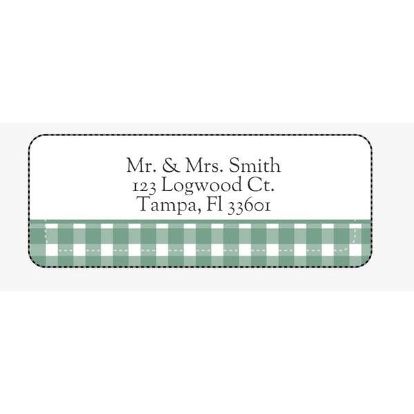 Personalized Address Labels, Green Plaid Set Of 30, Personalized Wedding