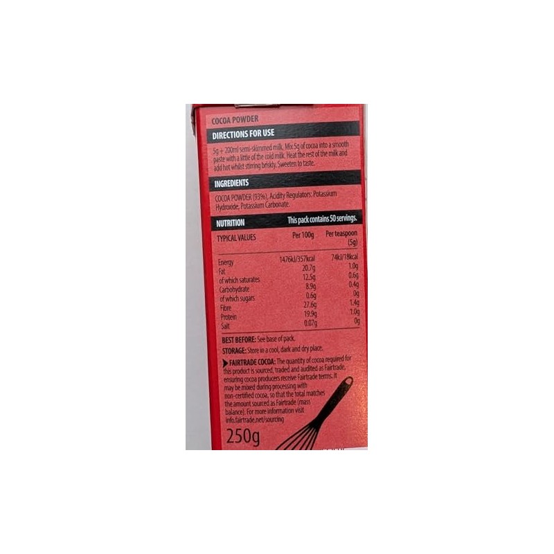 Cocoa Powder, 2 x 250g, Fairtrade, for Baking & Hot