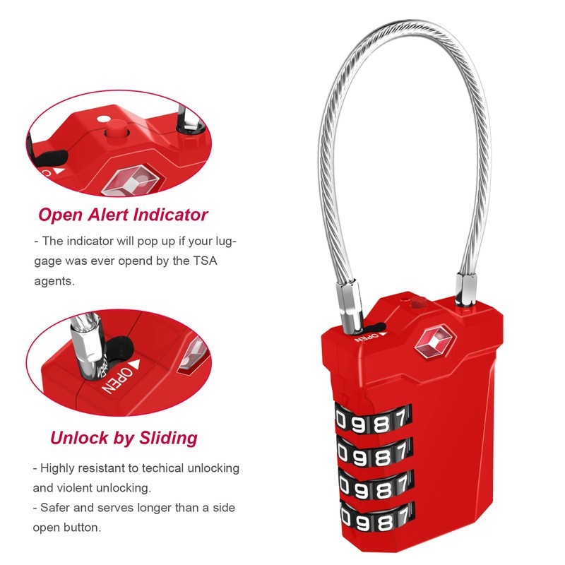 ZHEGE Suitcase Padlocks, TSA Approved Luggage Locks with Open Indicator,