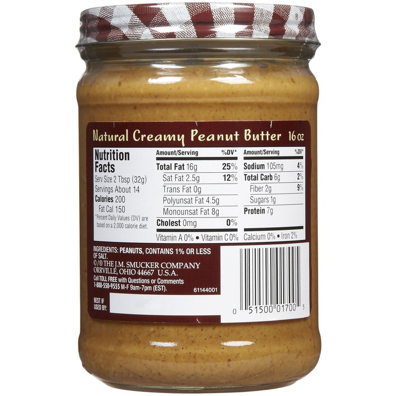 Smucker's Creamy Natural Peanut Butter - 16 Oz (Pack of