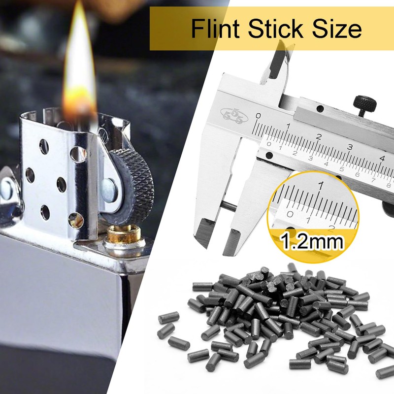 CooBigo Black Lighter Flints 500pcs & Lighter Wicks 20pcs,Ferrocerium Flint