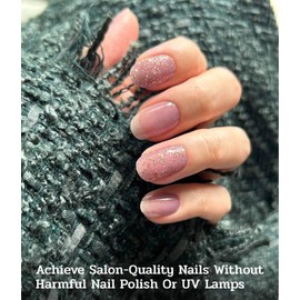 ruyeefam Nail Polish Strips - 22 Pcs Salon Quality Gel Nail Stickers - Long Lasting Wraps (Dancing Queen Eggplant Glitter)