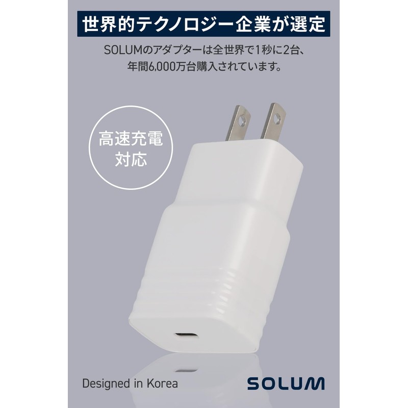 Solum Fast Charging (Galaxy Standard) & Type-C Compatible AC Adapter,