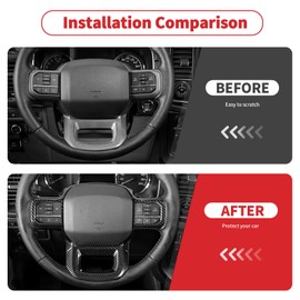 Linskip Steering Wheel Trim Compatible with Ford F150 2021 2022 2023 2024, Steering Wheel Cover for Ford F-150 Interior Accessories(Carbon Fiber Black)