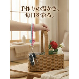 Azixcos Wrist Strap, Smartphone Hand Strap, Wrist Phone Strap, Key Holder, Cotton Hand-Woven Smartphones, Cute Heart Pattern, Floral Pattern, Thick Cotton Rope, Handmade Accessories, Handmade Women
