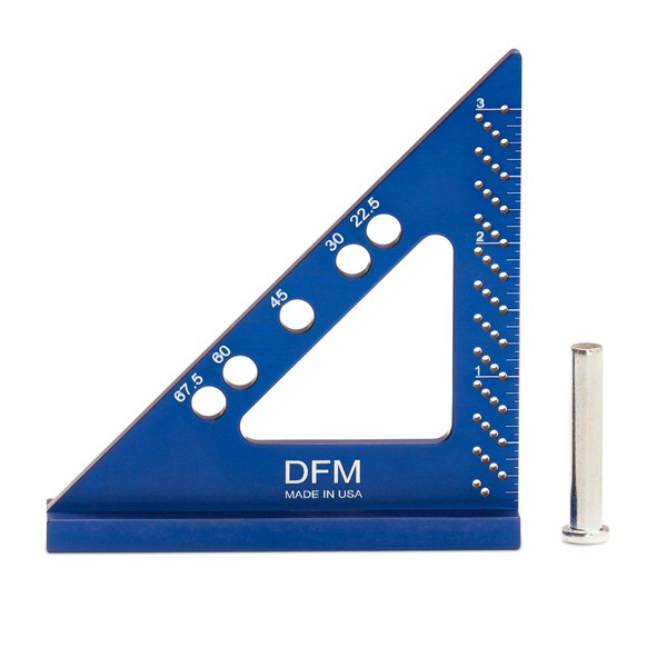 DFM Small Carpenter Square Alloy Steel Made in USA with Fixed Miter Angle Pin (English - Blue)