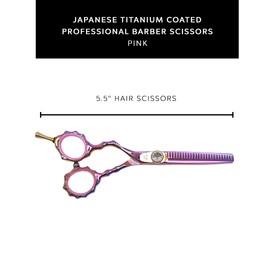 DreamCut Left-Handed 5.5" Razor Edge Barber Hair Scissors - Pink Titanium Coated