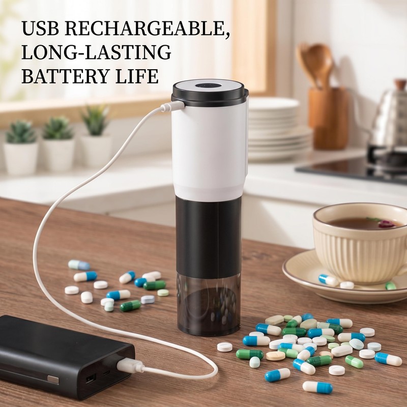 Elfzone Electric Pill Grinder Crusher Portable Pulverizer Medication