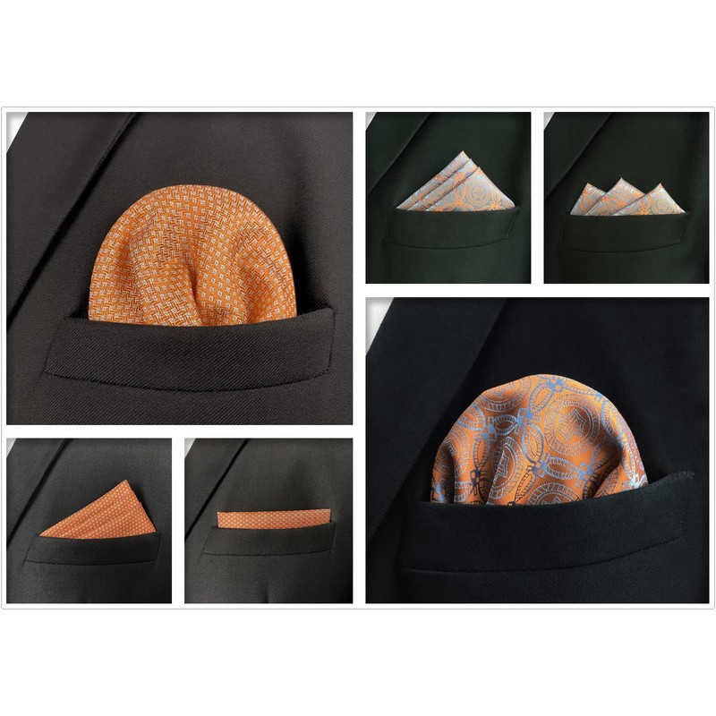 SHLAX&WING 5 Pieces Assorted Mens Silk Pocket Square Handkerchiefs Set