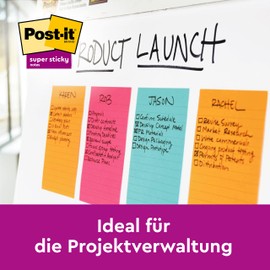 Post-it Post-it Super Sticky Meeting Notes, Packung mit 4 Blöcken, 45 Blatt pro Block, 203 mm x 152 mm, Farben: Grün, Pink, Gelb, Orange - Extra-stark klebende Notizzettel für To-Do-Listen und Erinnerungen