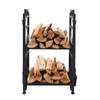 COOBL Firewood Rack Holder with Fireplace Tools,Brush, Shovel, Tong, Hook,Metal