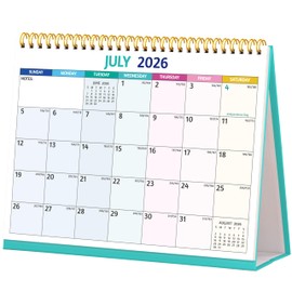 Desk Calendar 2026-2027 - Standing Flip Desktop Calendar 2026-2027, 18 Months Jul 2026 - Dec 2027, 10" x 8", Large with Notes, To-Do, Yearly Overview, Thick Paper, Great for Easy Planning - Multicolor