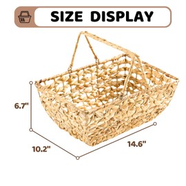 Edergoo Wicker Picnic Basket with Handles, Wicker Baskets with Wooden Base for Picnic, Camping & Storage Basket