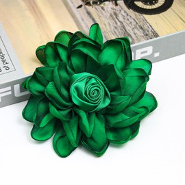 Dainty Satin Rose Flower Brooch Pins for Women Delicate Large Camellia Pins Shawl Clips Duckbill Clips Wedding Prom Banquet Party Jewelry Gift-Green