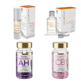 Kit Glow Facial Juveternal Lovycare Cápsulas Faciales Ácido Hialurónico + Sérum Vitamina C Proteccion Solar + Crema Hidratante Vitamina C ¡Cápsulas Fa