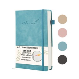 Soul Projekt Blue Hardback Notebook A5 Lined, 360 pages, Christmas Stocking Fillers Gifts, Bullet Journal Notepad, University Study Essentials, Revision Note pads, Elastic Closure and Pen Loop