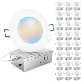 Sunco 24 Pack 4 Inch LED Recessed Ceiling Lights Ultra Thin, Canless Slim with Metal Junction Box, 850 LM Selectable CCT 2700K/3000K/4000K/5000K/6000K, Dimmable, 8W=55W, Wafer Thin