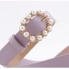 COTIM COYIN Pearl Buckle Skinny Leather Belt for Women, Adjustable