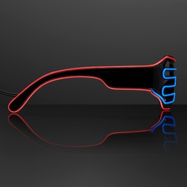 FlashingBlinkyLights Light Up Sunglasses Red & Blue Neon EL Wire Glasses