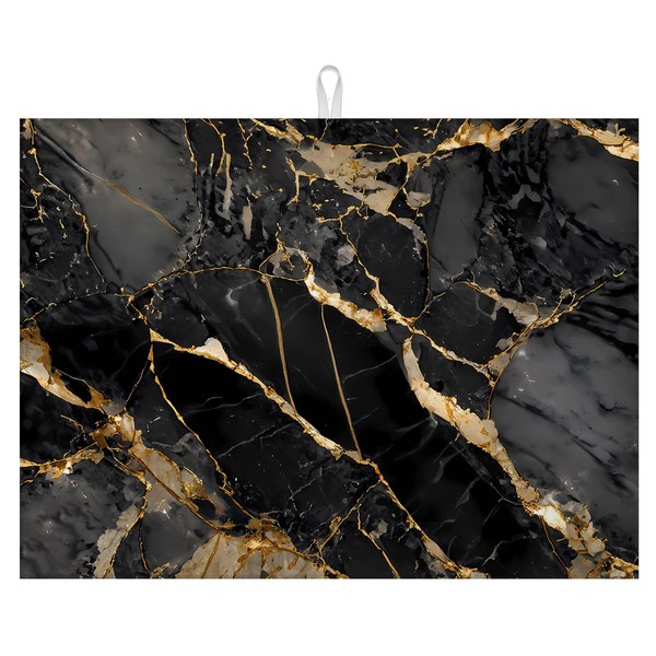 Black Grey Gold Marbling Dish Drying Mat for Kitchen Counter