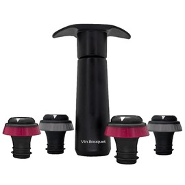 Manual vacuum pump with sound indicator, includes 4 stoppers with date display.