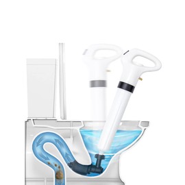 RAY STAR 4 in 1 Air Plunger, High Pressure Powerful Plunger Unblocker Air Drain Blaster Toilet Unclogger Tool with 4 Plunger Heads For Clogged Toilet, Bathroom, Floor Drain, Sewer, Pipes Sink Bathtub