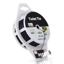 YDSL 328ft (100m) Twist Ties, Plant Ties for Vines Garden Wire with Cutter for Gardening Home Office, Multi-Function Black Plastic Coated Wire