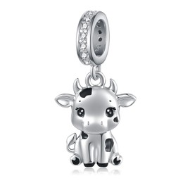 Daixiya Cow Charm 925 Sterling Silver - Bracelet Charm for Cow-Loving Women