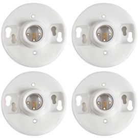 Saysurey 4 Pack Lamp Holder Socket Keyless Top Porcelain Medium Base E26 Light Bulb Socket for Installation on 3.25” and 4” Junction Boxes Ceiling Light Fixture White Lampholder 660w 250v