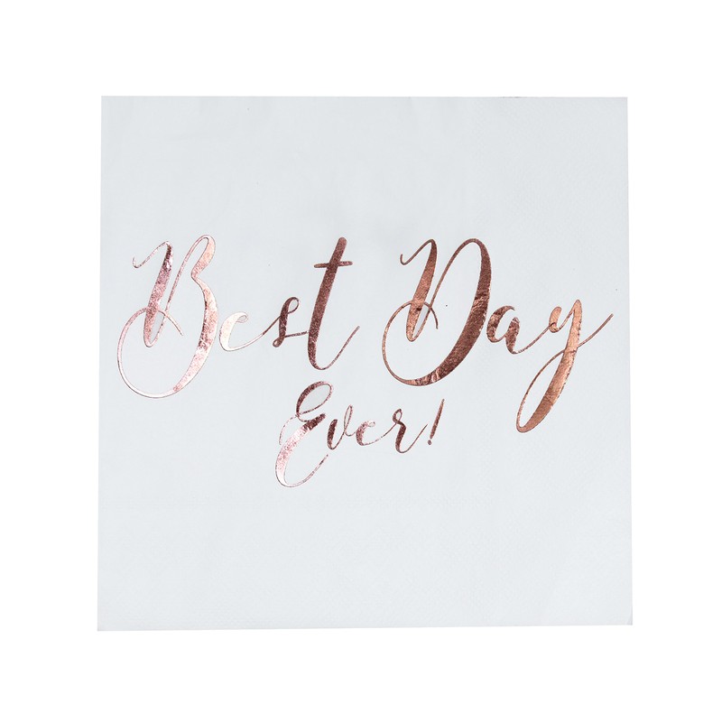 Ginger Ray Best Day Ever Rose Gold Paper Wedding Napkins
