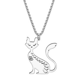 RAIDIN Stainless Steel Animal Cat Necklace Pendant for Women Girls Gold Plated Cute Kitten Necklaces Minimalist Jewellery Gifts for Cat Lovers Charms, Carabiner hook, No Gemstone