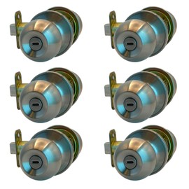 NUSET Bathroom/Bedroom Interior Keyless Privacy Door Knob in Satin Chrome, Set of 6