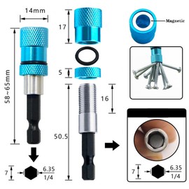 Drywall Bit, Magnetic Quick Change Bit Holder, Screw Depth Adjustment, 1/4 Inch Hex Shank, 65 mm Drywall Attachment with Bit Set, for Drill, Screwdriver, Pack of 3