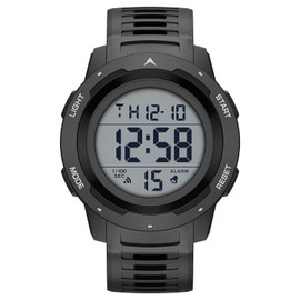 GOLDEN HOUR Mens Waterproof Digital Sport Watches Wide Screen Easy Read Display Military Style with Rubber Strap