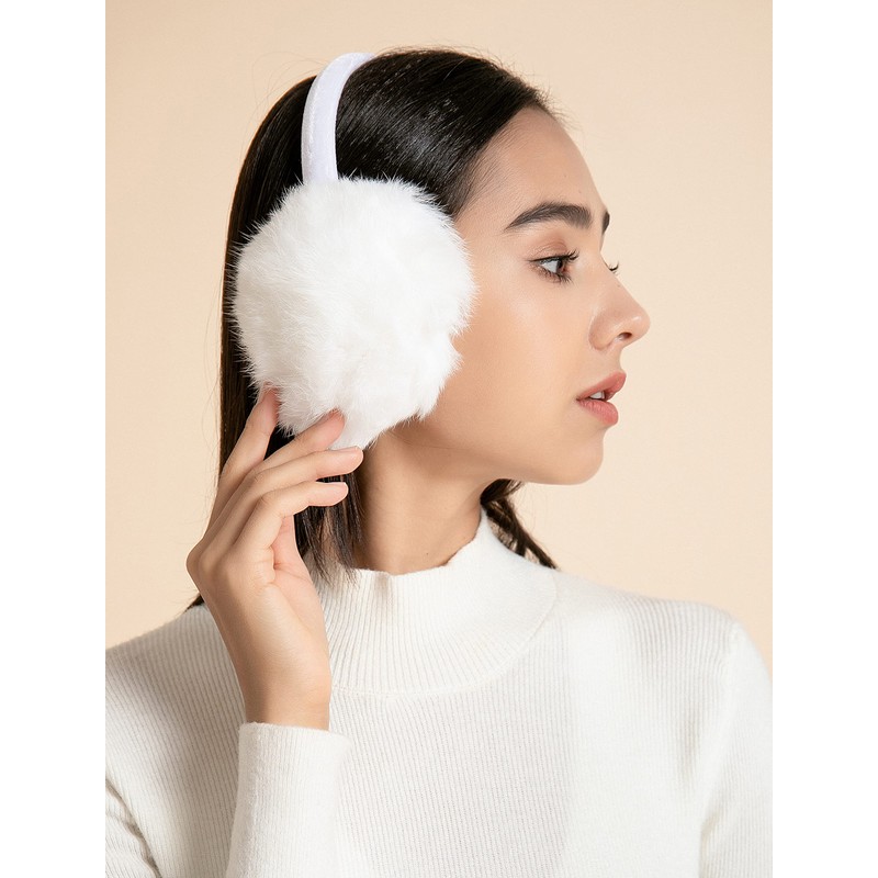 ZLYC Womens Girls Genuine Rabbit Fur EarMuffs Adjustable Ear Warmers,