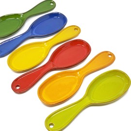 Verano Spanish Ceramics Selena Glaze Hand Dipped Decorative Spoon Rest - Home Décor Dining Tabletop Dishware Sharing Serving Utensils Kitchen Teaspoon & Tea Bag Holder - 27cm Lime Green