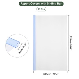 M&G 10 Pcs Report Covers with Swing Clip, 8mm Clear Folders Large Sheets Capacity A4 Size File Document Organizer Binder for Classroom Office, Blue