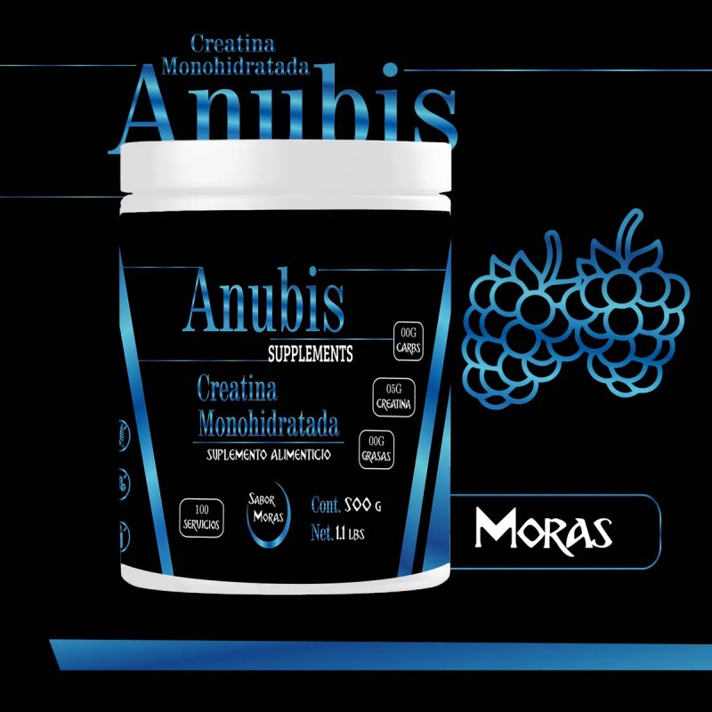 Creatina Monohidratada Anubis 500gm En Polvo Varios Sabores Moras
