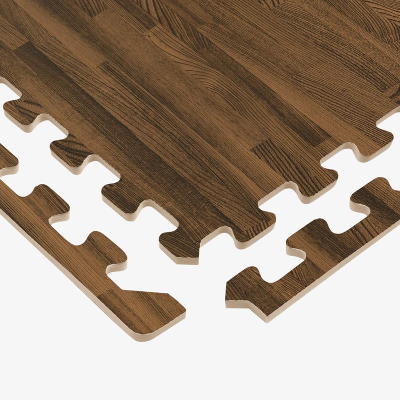 Forest Floor 3/8 Inch Thick Printed Foam Tiles, Premium Wood