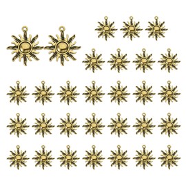PATIKIL Sun Charm, 30 Pcs Alloy Vintage Pendant for DIY Crafts, Dark Gold, 1.1 x 1 Inch